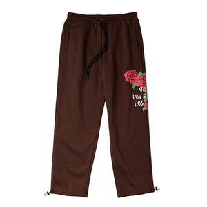 Reason Fleece Sweatpants Men’s XL Brown No Love Lost Roses Graphic Print